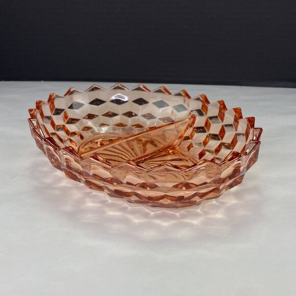 Vintage Colony Whitehall Peach Pink Divided Relish Tray Bowl - Picture 1 of 11